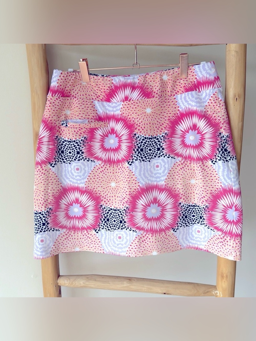 Melly M Sanibel Golf Skort Pink Lavender Black Peach Pattern Pockets S